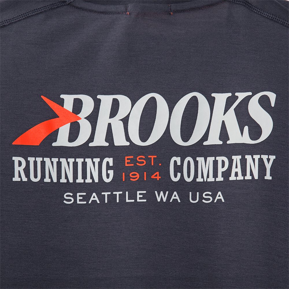 Camiseta Brooks Distance Estampadas Long Sleeve Hombre Azul Marino | Ecuador-75830