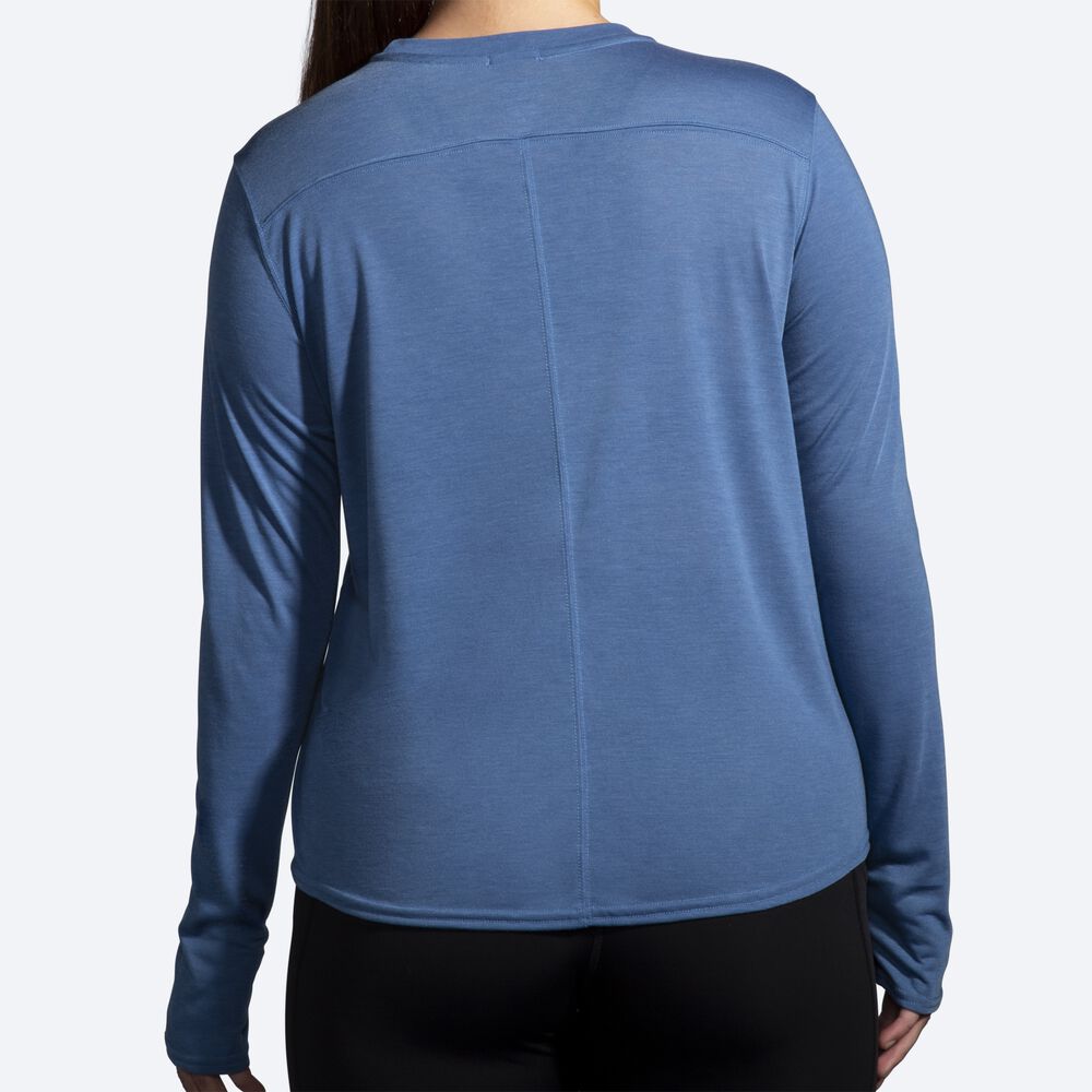 Camiseta Brooks Distance Estampadas Long Sleeve Mujer Azules Gris | Ecuador-97210