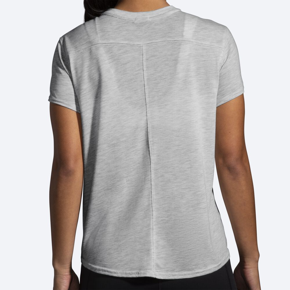 Camiseta Brooks Distance Estampadas Short Sleeve Mujer Gris | Ecuador-05798