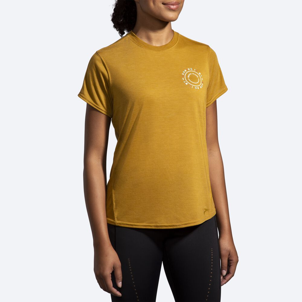 Camiseta Brooks Distance Estampadas Short Sleeve Mujer Verde Oliva | Ecuador-08156