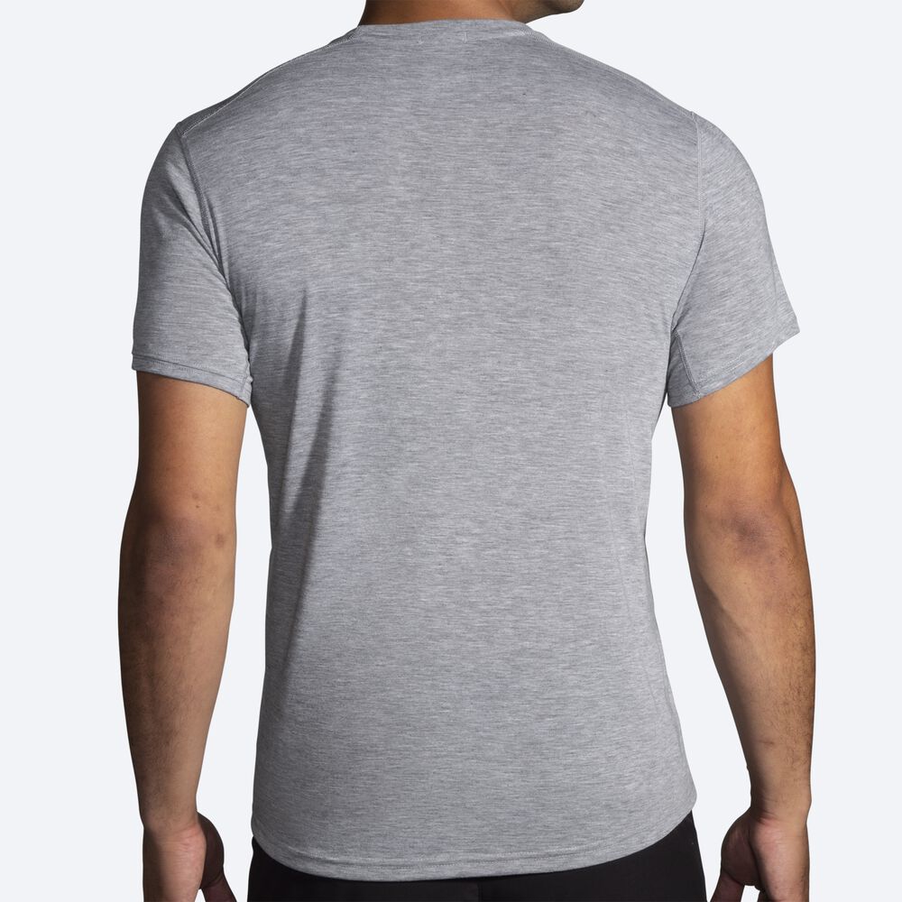 Camiseta Brooks Distance Estampadas Short Sleeve Hombre Gris | Ecuador-12765