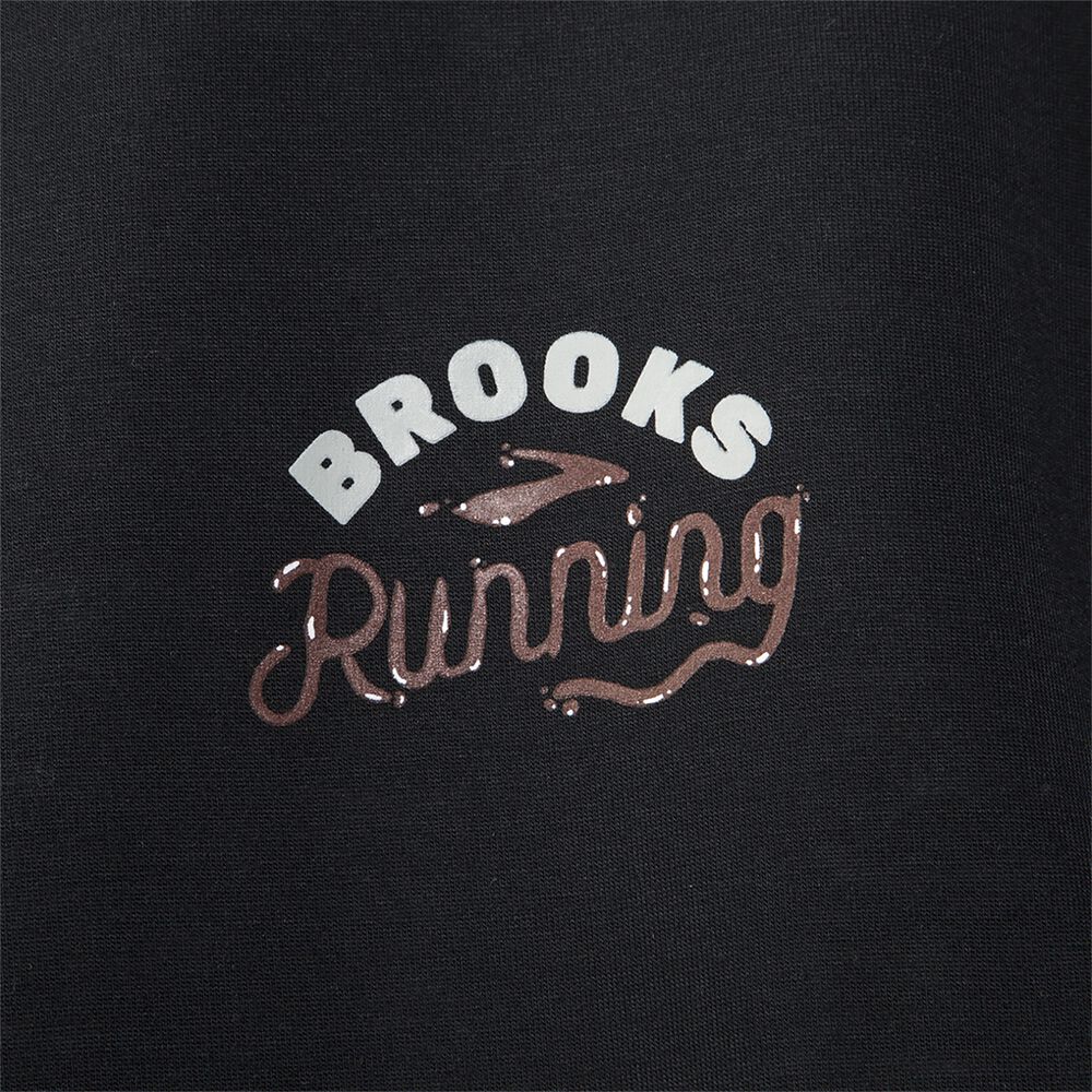 Camiseta Brooks Distance Estampadas Short Sleeve Hombre Negras | Ecuador-32491