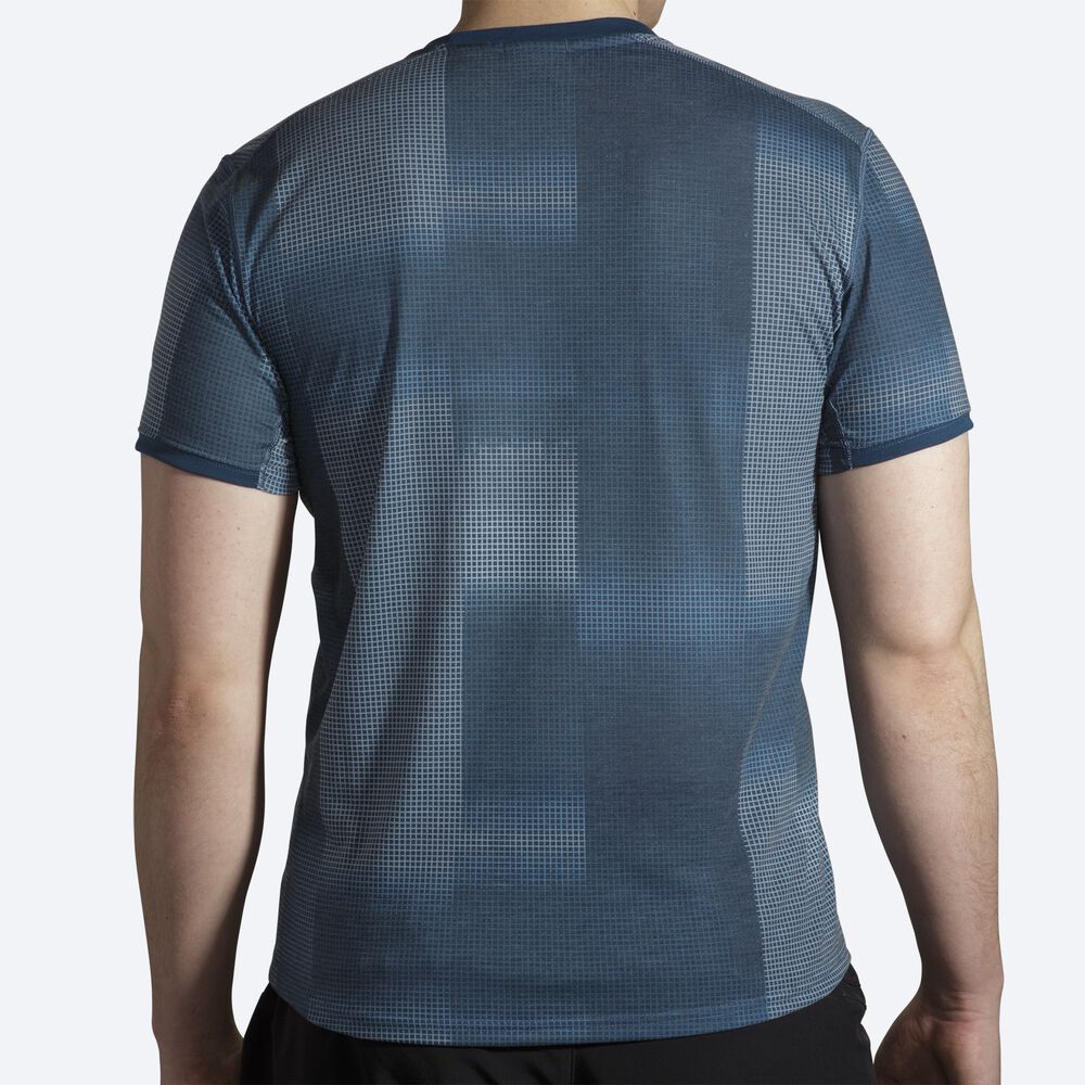 Camiseta Brooks Distance Estampadas Short Sleeve Hombre Indigo | Ecuador-45623