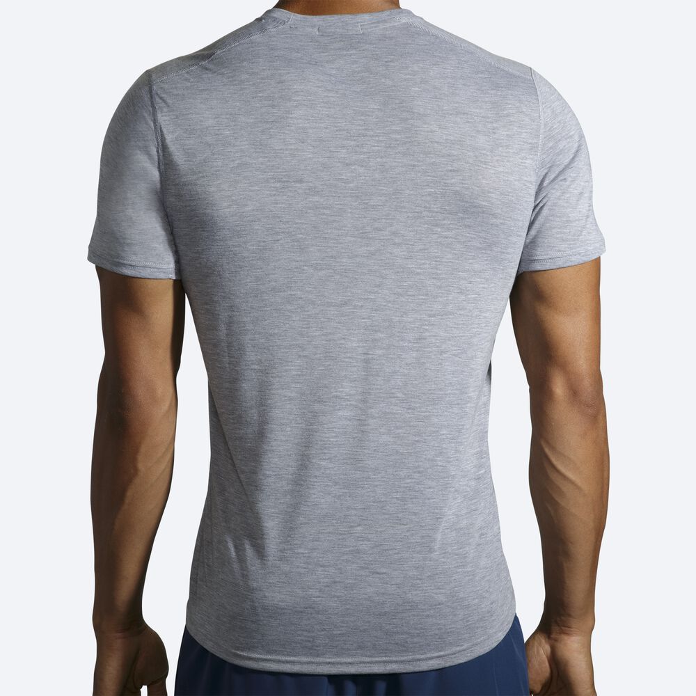 Camiseta Brooks Distance Estampadas Short Sleeve Hombre Gris | Ecuador-46298