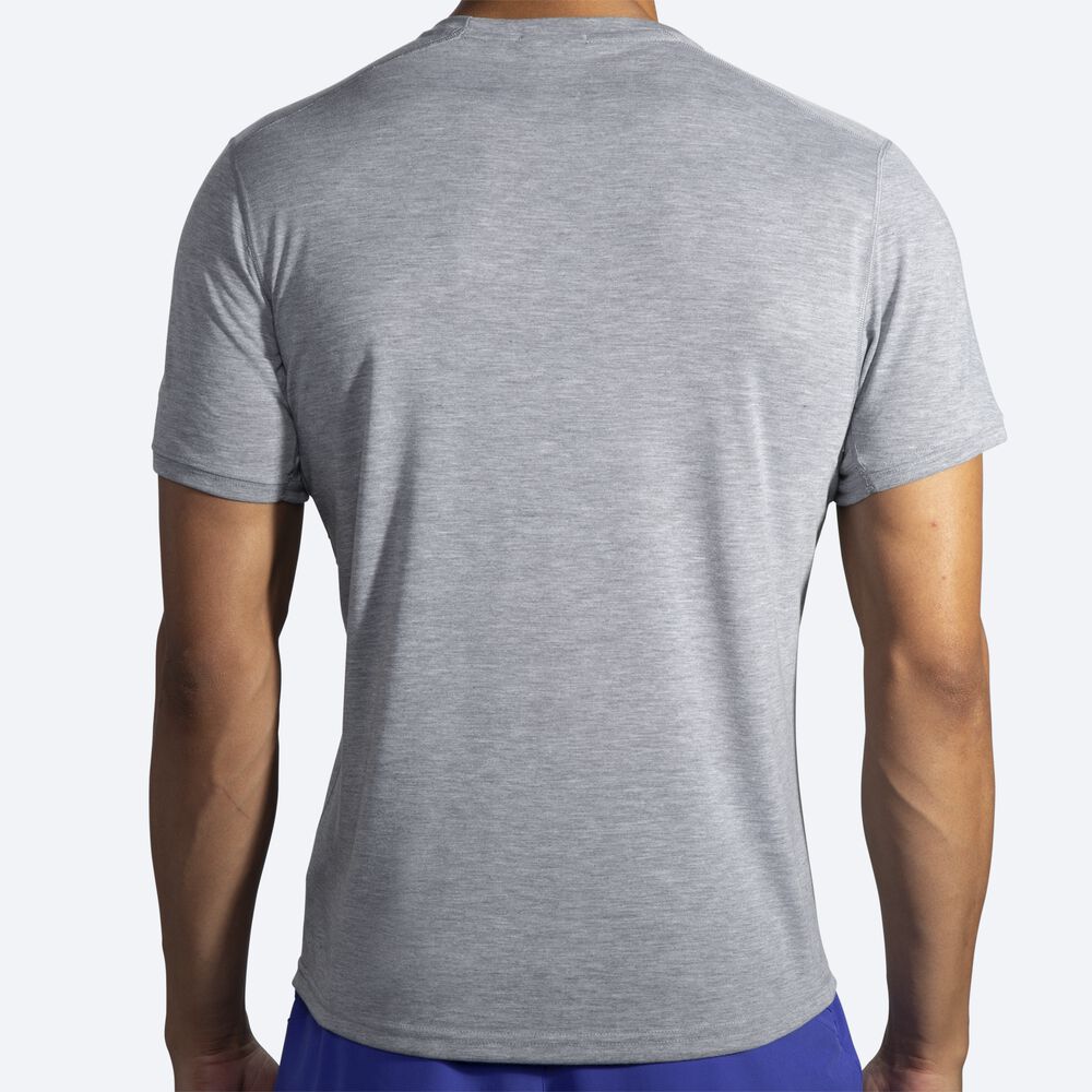 Camiseta Brooks Distance Estampadas Short Sleeve Hombre Gris/Rayadas | Ecuador-48203