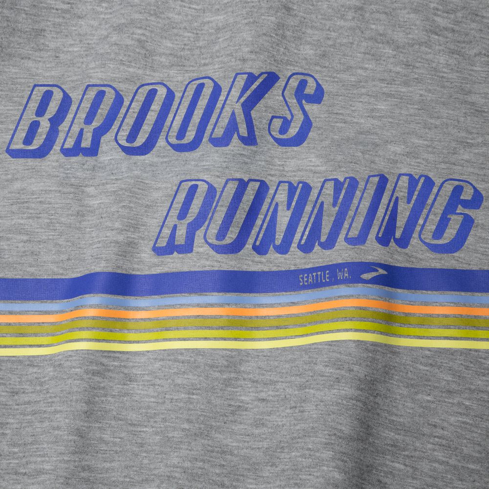 Camiseta Brooks Distance Estampadas Short Sleeve Hombre Gris/Rayadas | Ecuador-48203