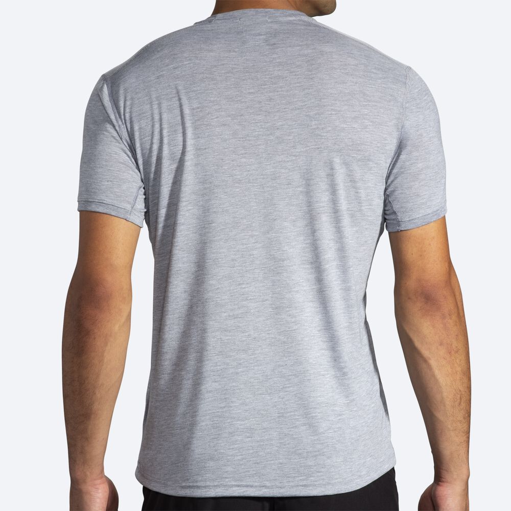 Camiseta Brooks Distance Estampadas Short Sleeve Hombre Gris | Ecuador-52739