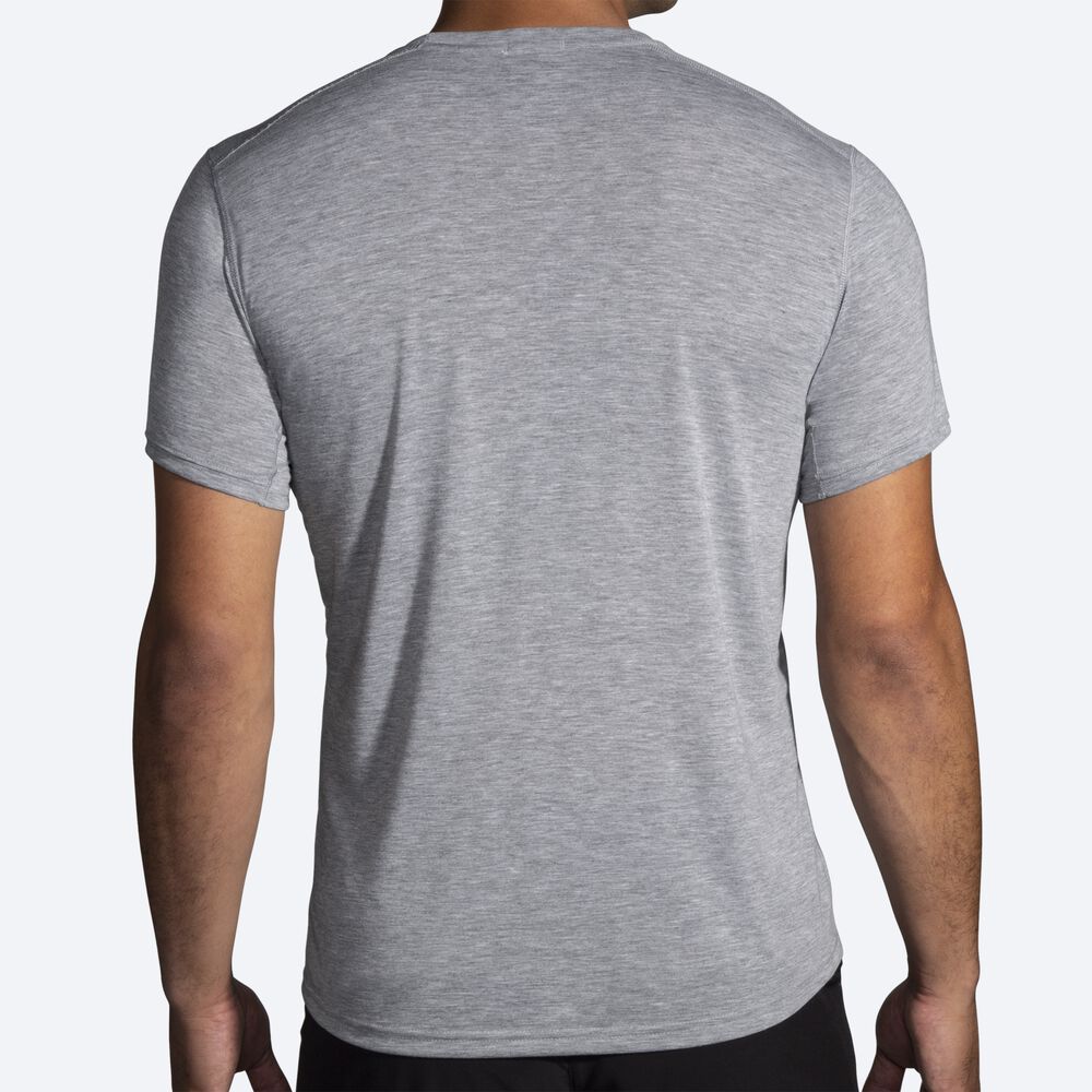 Camiseta Brooks Distance Estampadas Short Sleeve Hombre Gris | Ecuador-56978