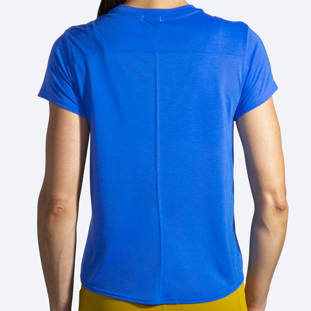 Camiseta Brooks Distance Estampadas Short Sleeve Mujer Azules | Ecuador-69702