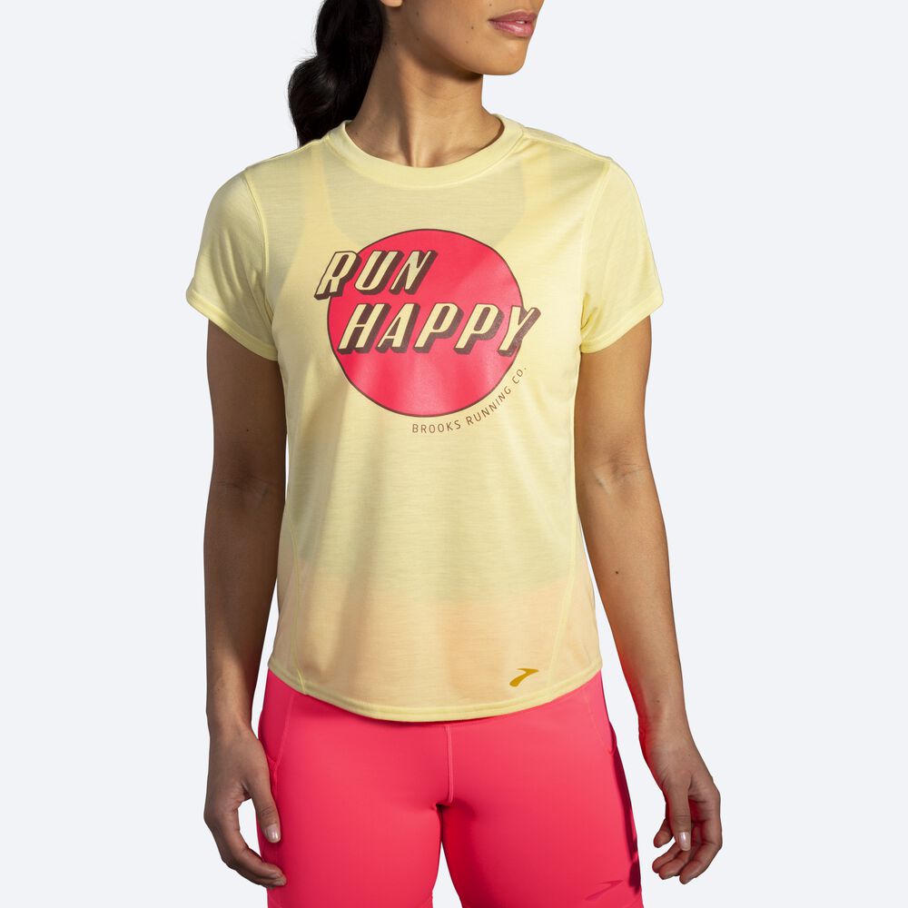 Camiseta Brooks Distance Estampadas Short Sleeve Mujer Naranjas | Ecuador-80196