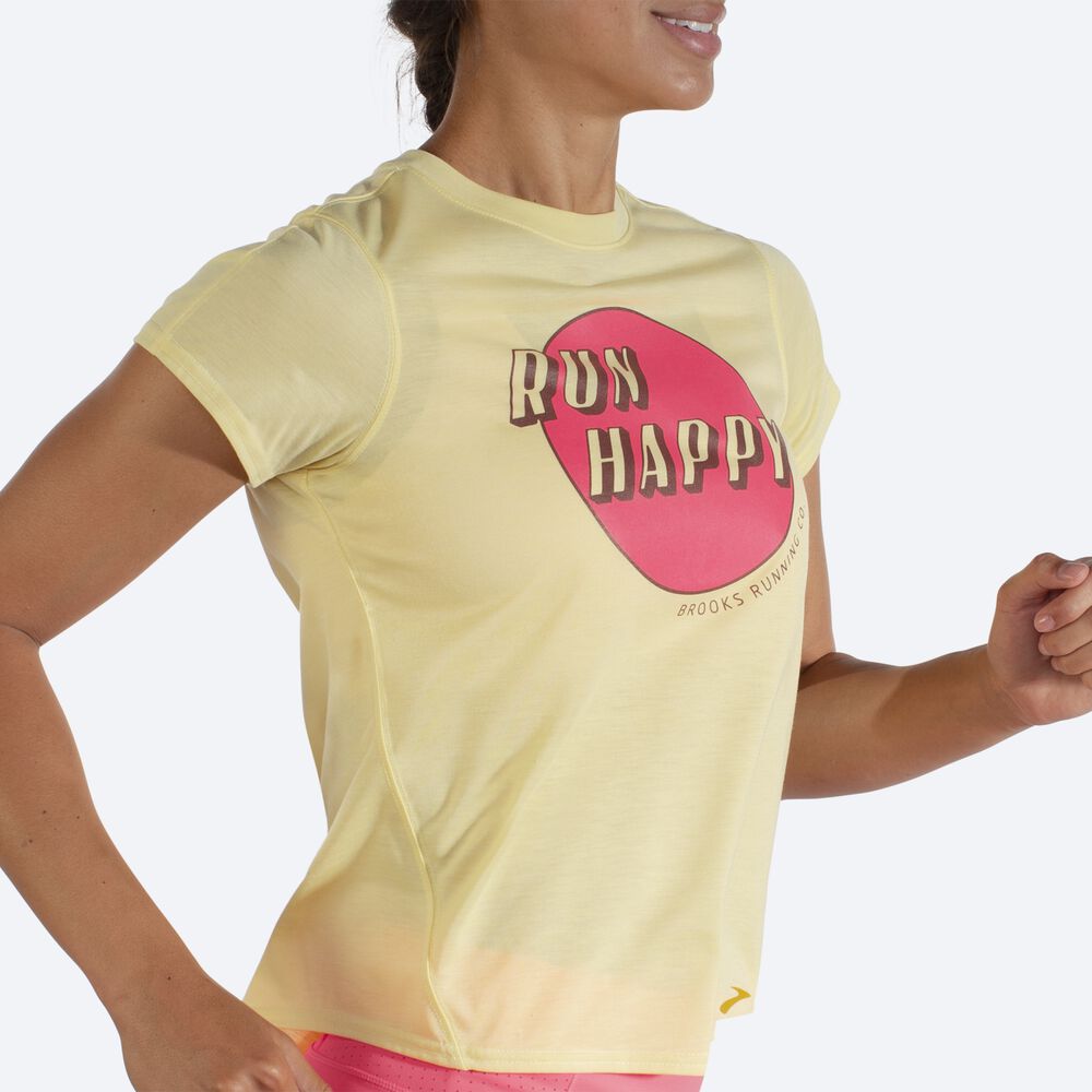 Camiseta Brooks Distance Estampadas Short Sleeve Mujer Naranjas | Ecuador-80196