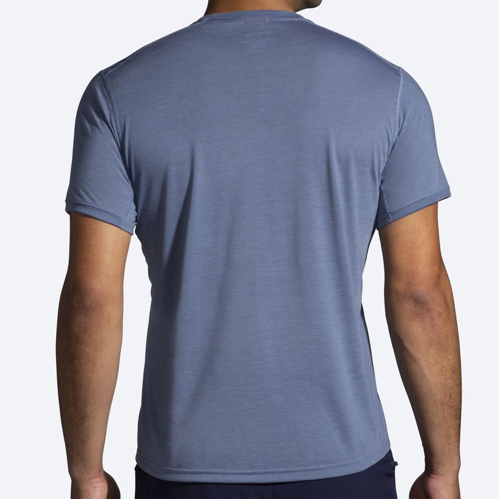 Camiseta Brooks Distance Estampadas Short Sleeve Hombre Gris | Ecuador-80426