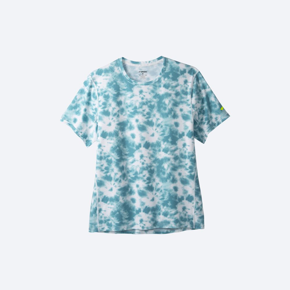 Camiseta Brooks Distance Estampadas Short Sleeve Hombre Azules | Ecuador-85926