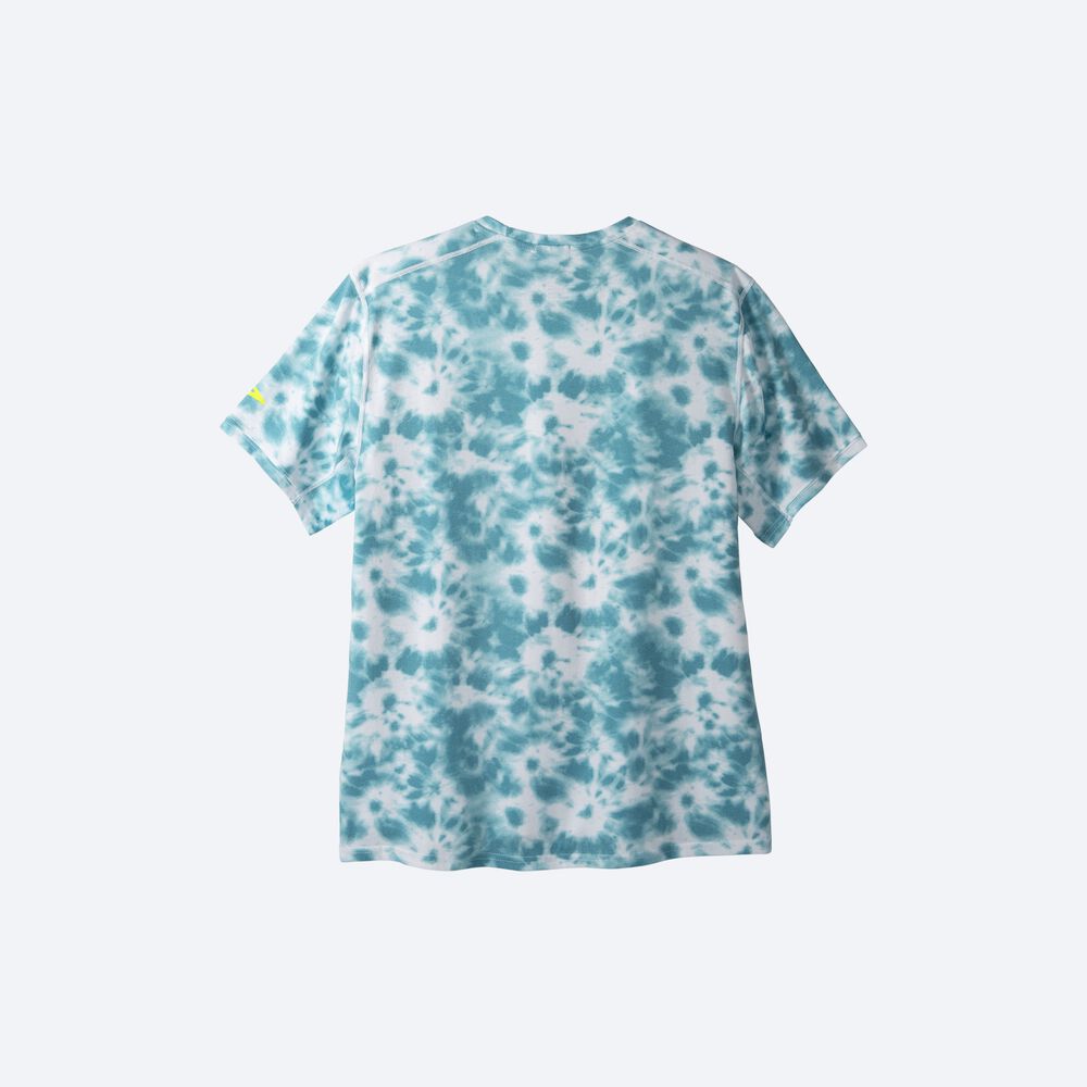 Camiseta Brooks Distance Estampadas Short Sleeve Hombre Azules | Ecuador-85926