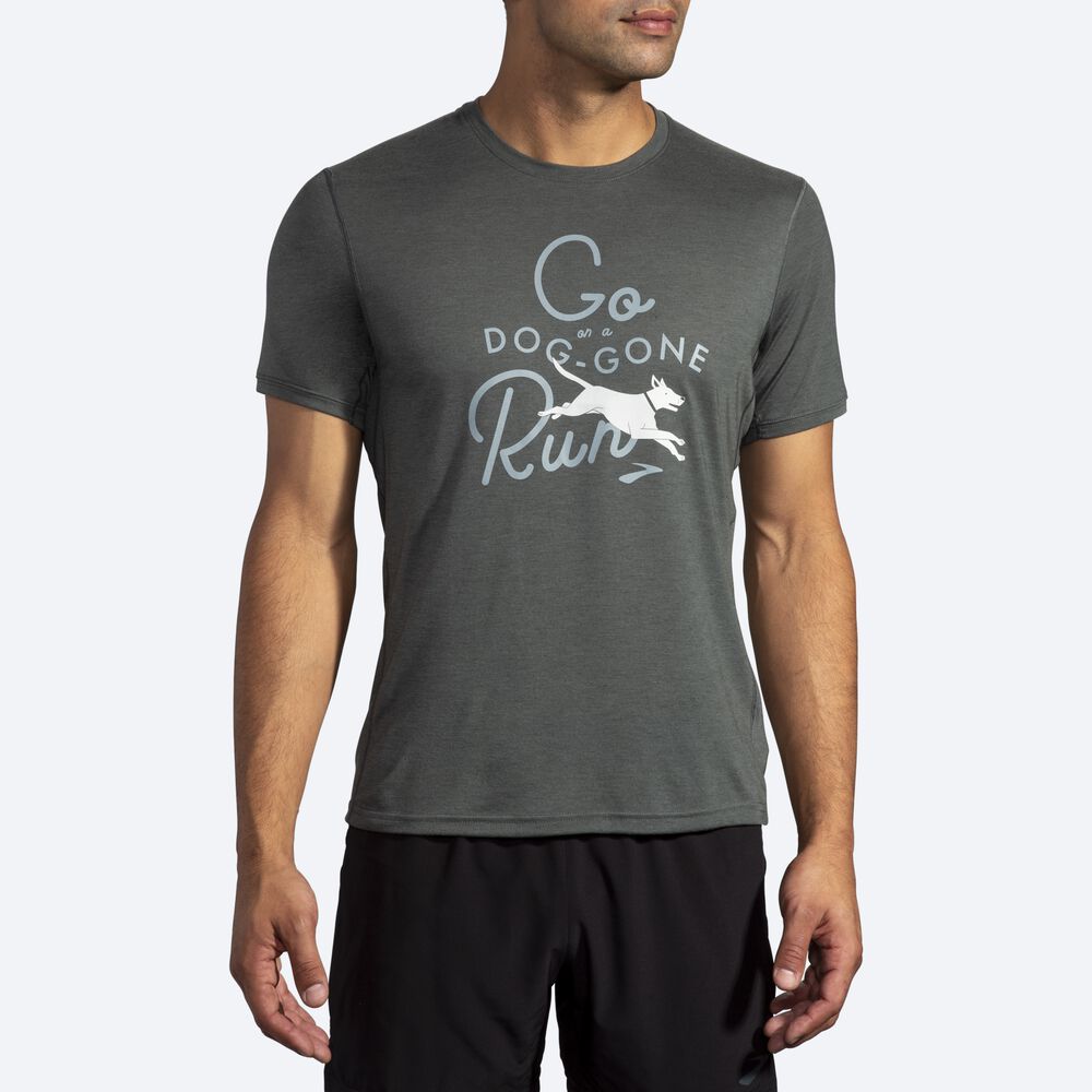 Camiseta Brooks Distance Estampadas Short Sleeve Hombre Oscuro | Ecuador-87203