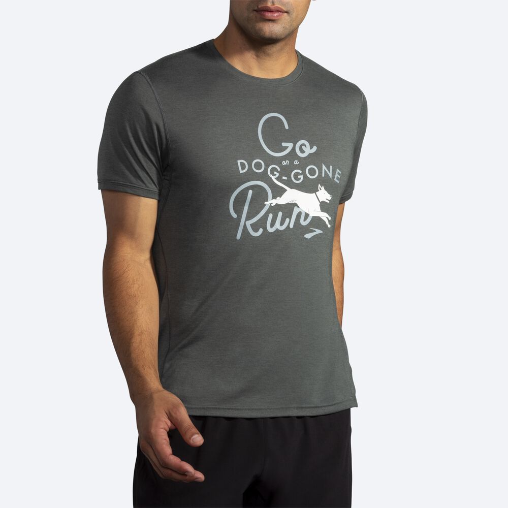 Camiseta Brooks Distance Estampadas Short Sleeve Hombre Oscuro | Ecuador-87203