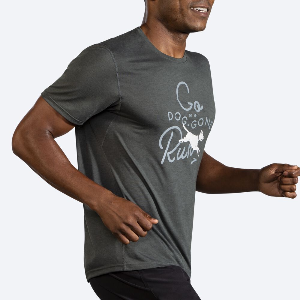 Camiseta Brooks Distance Estampadas Short Sleeve Hombre Oscuro | Ecuador-87203