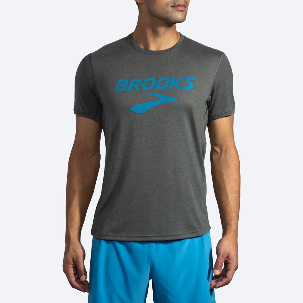 Camiseta Brooks Distance Estampadas Short Sleeve Hombre Oscuro | Ecuador-87395