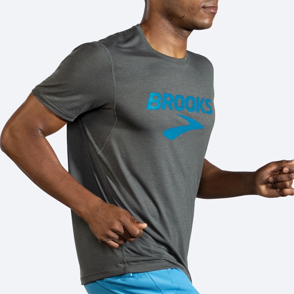 Camiseta Brooks Distance Estampadas Short Sleeve Hombre Oscuro | Ecuador-87395