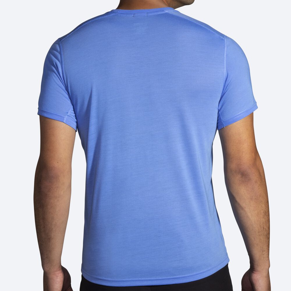 Camiseta Brooks Distance Estampadas Short Sleeve Hombre Azules | Ecuador-92071