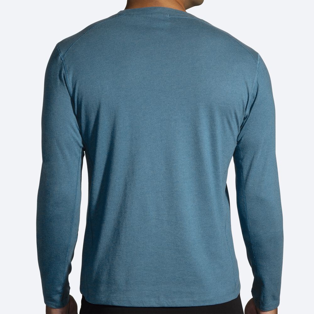 Camiseta Brooks Distance Long Sleeve 2.0 Hombre Azules/Rayadas | Ecuador-19024