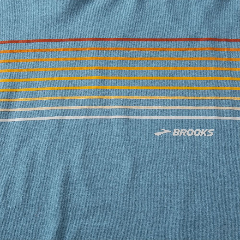 Camiseta Brooks Distance Long Sleeve 2.0 Hombre Azules/Rayadas | Ecuador-19024