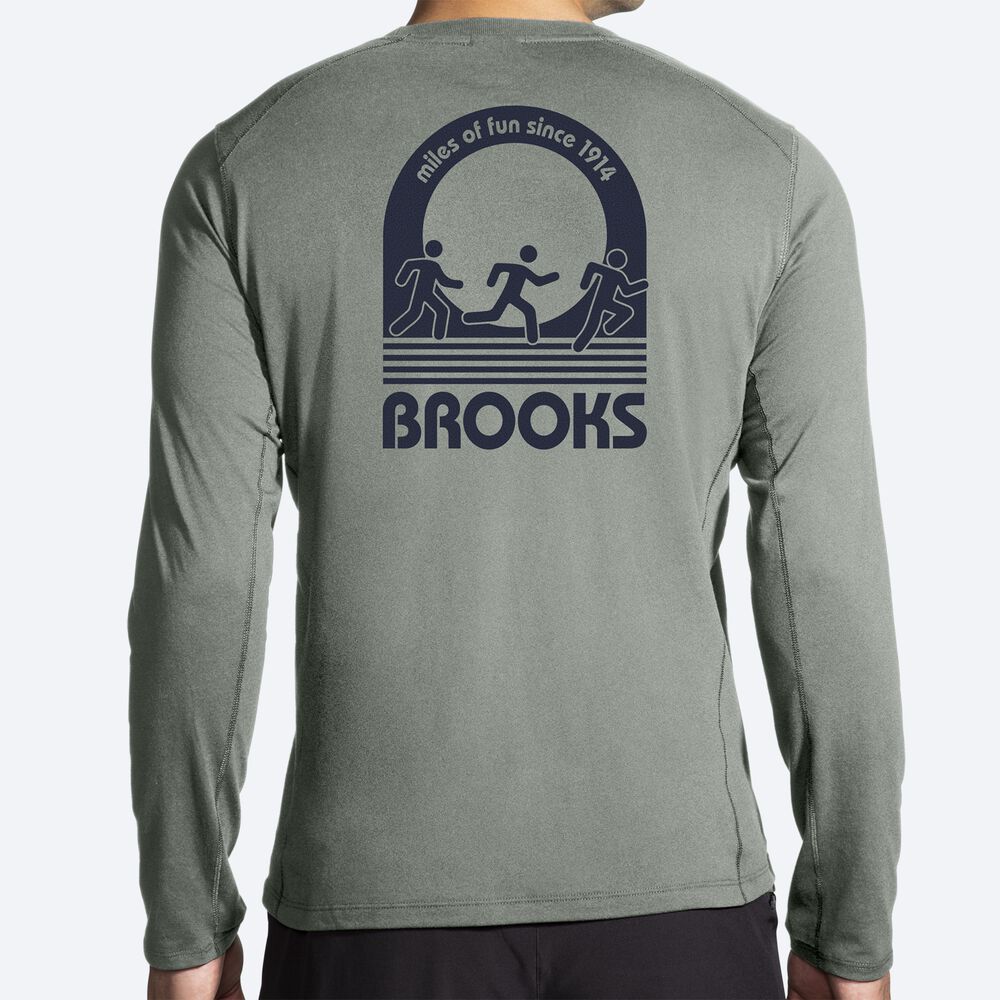 Camiseta Brooks Distance Long Sleeve 2.0 Hombre Verde | Ecuador-21684