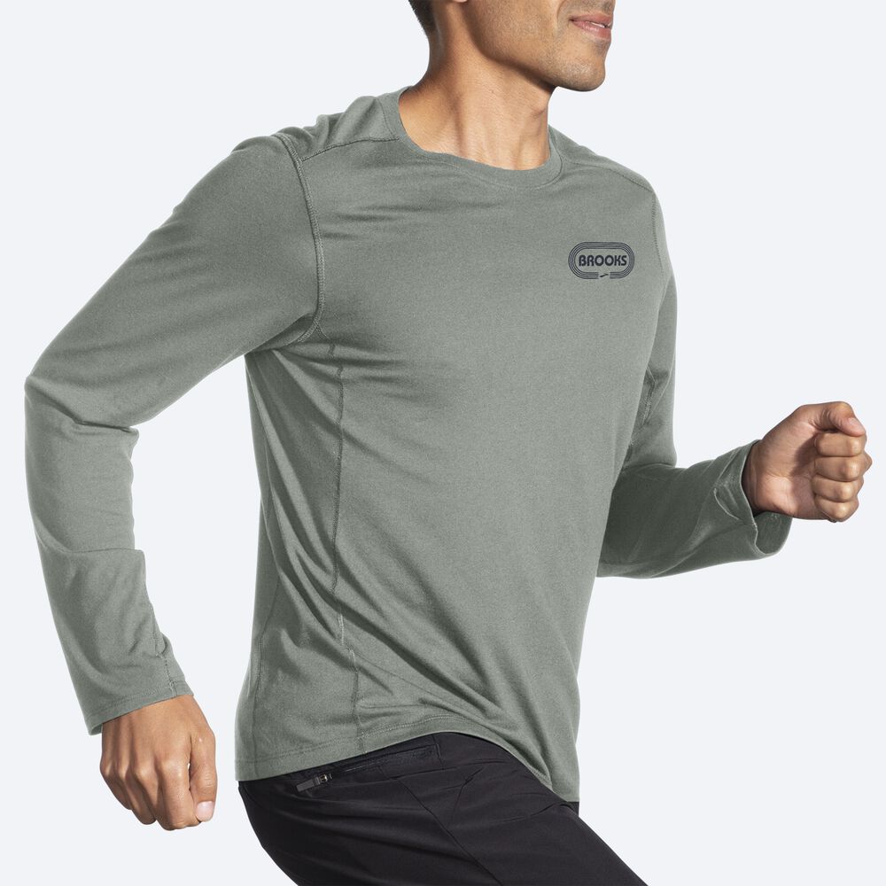 Camiseta Brooks Distance Long Sleeve 2.0 Hombre Verde | Ecuador-21684