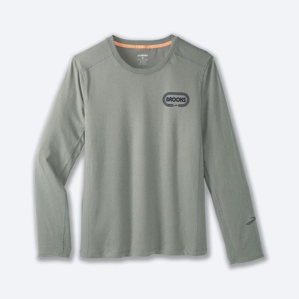 Camiseta Brooks Distance Long Sleeve 2.0 Hombre Verde | Ecuador-21684