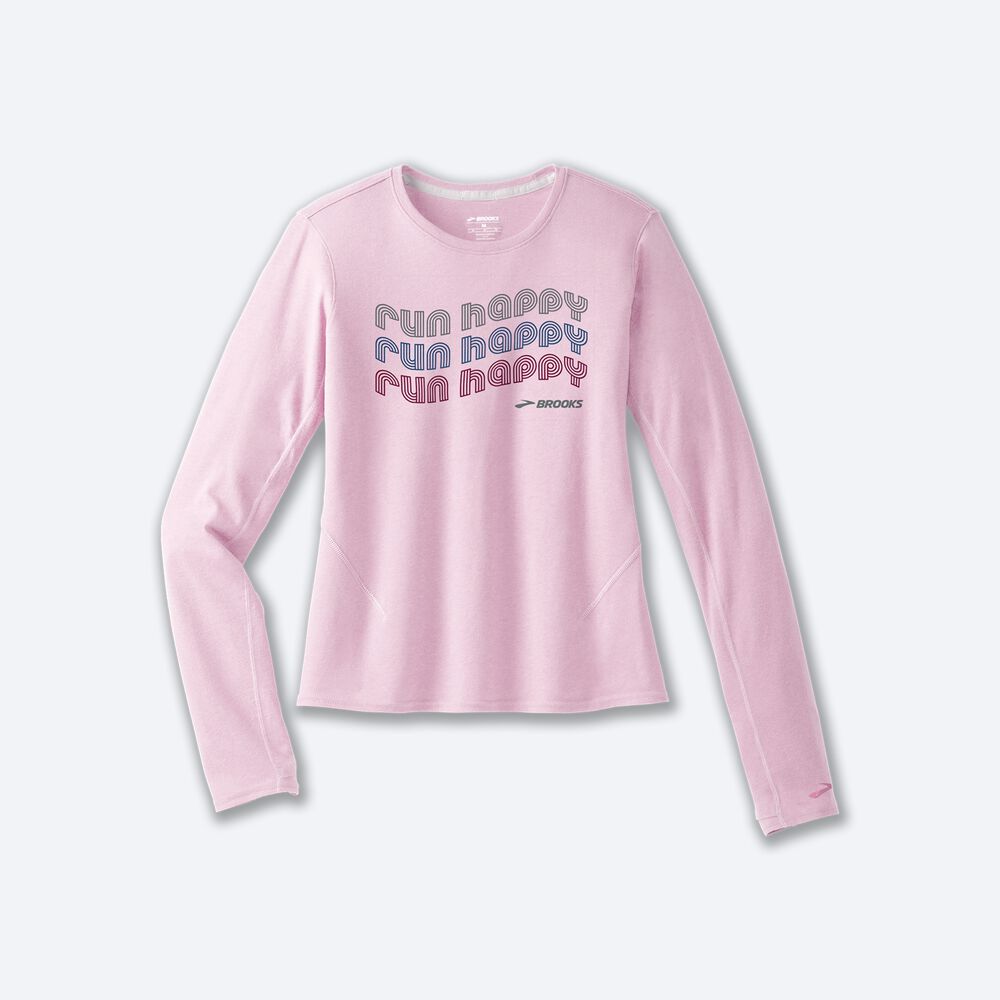 Camiseta Brooks Distance Long Sleeve 2.0 Mujer Rosas | Ecuador-70359