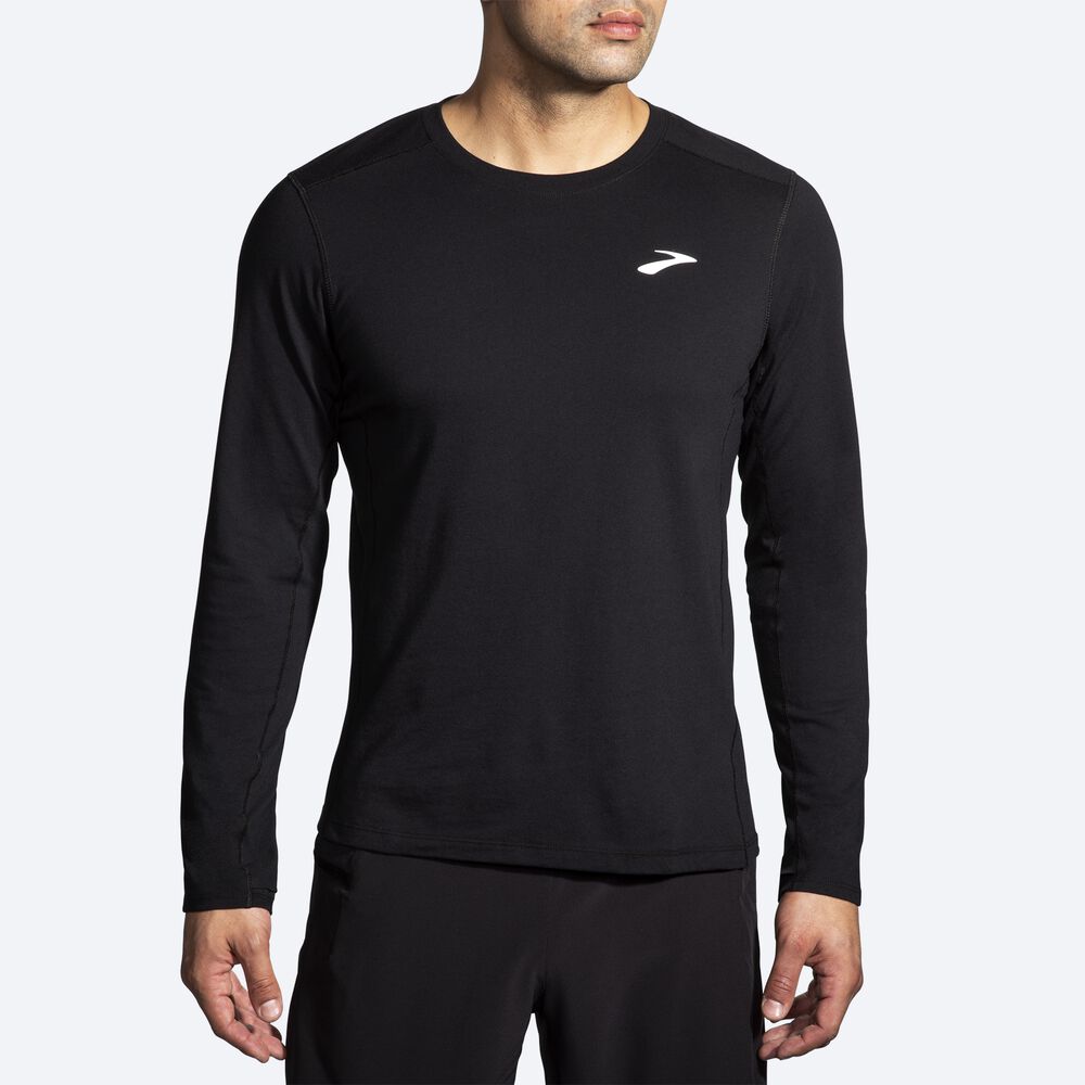 Camiseta Brooks Distance Long Sleeve 2.0 Hombre Negras | Ecuador-87546