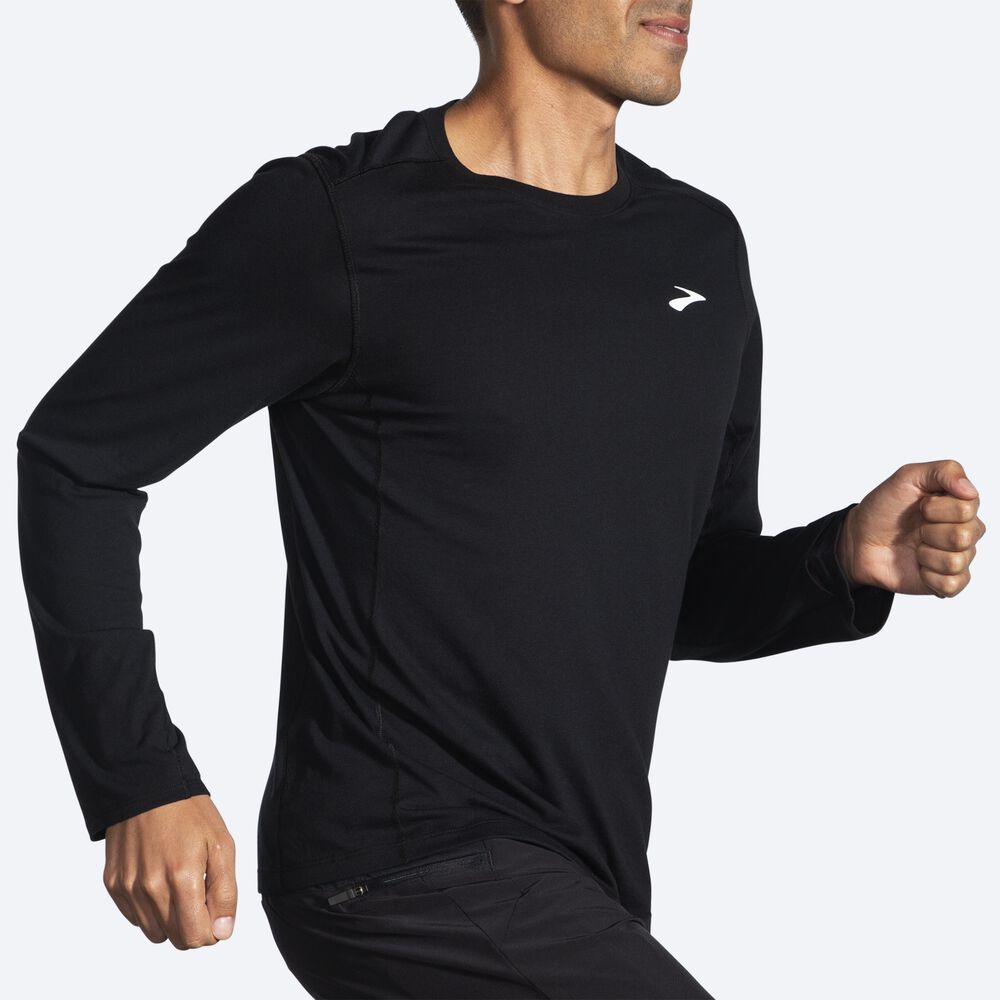 Camiseta Brooks Distance Long Sleeve 2.0 Hombre Negras | Ecuador-87546