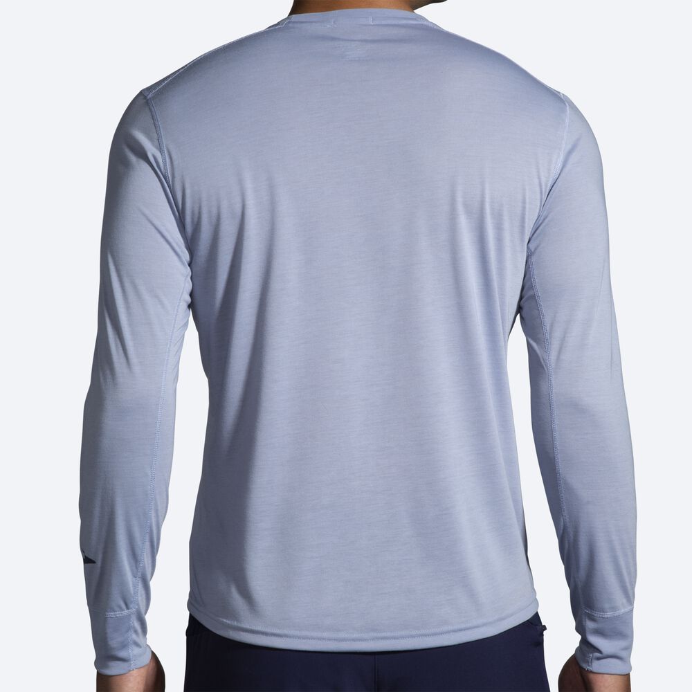 Camiseta Brooks Distance Long Sleeve Hombre Azules | Ecuador-13502