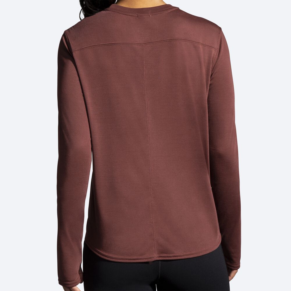 Camiseta Brooks Distance Long Sleeve Mujer Chocolate | Ecuador-59608