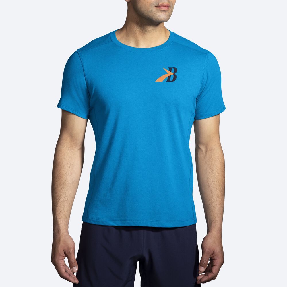 Camiseta Brooks Distance Short Sleeve 2.0 Hombre Azules | Ecuador-18094