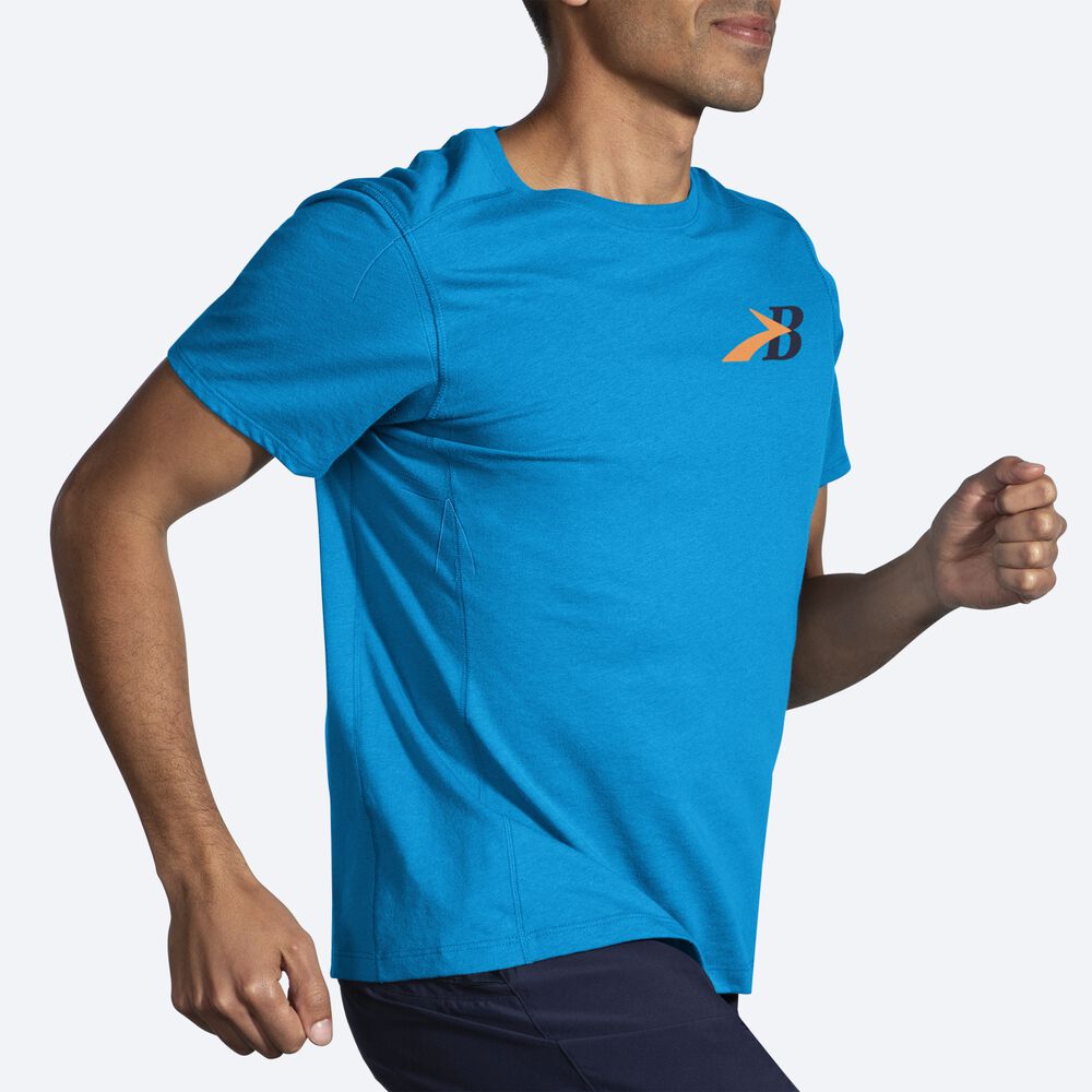 Camiseta Brooks Distance Short Sleeve 2.0 Hombre Azules | Ecuador-18094