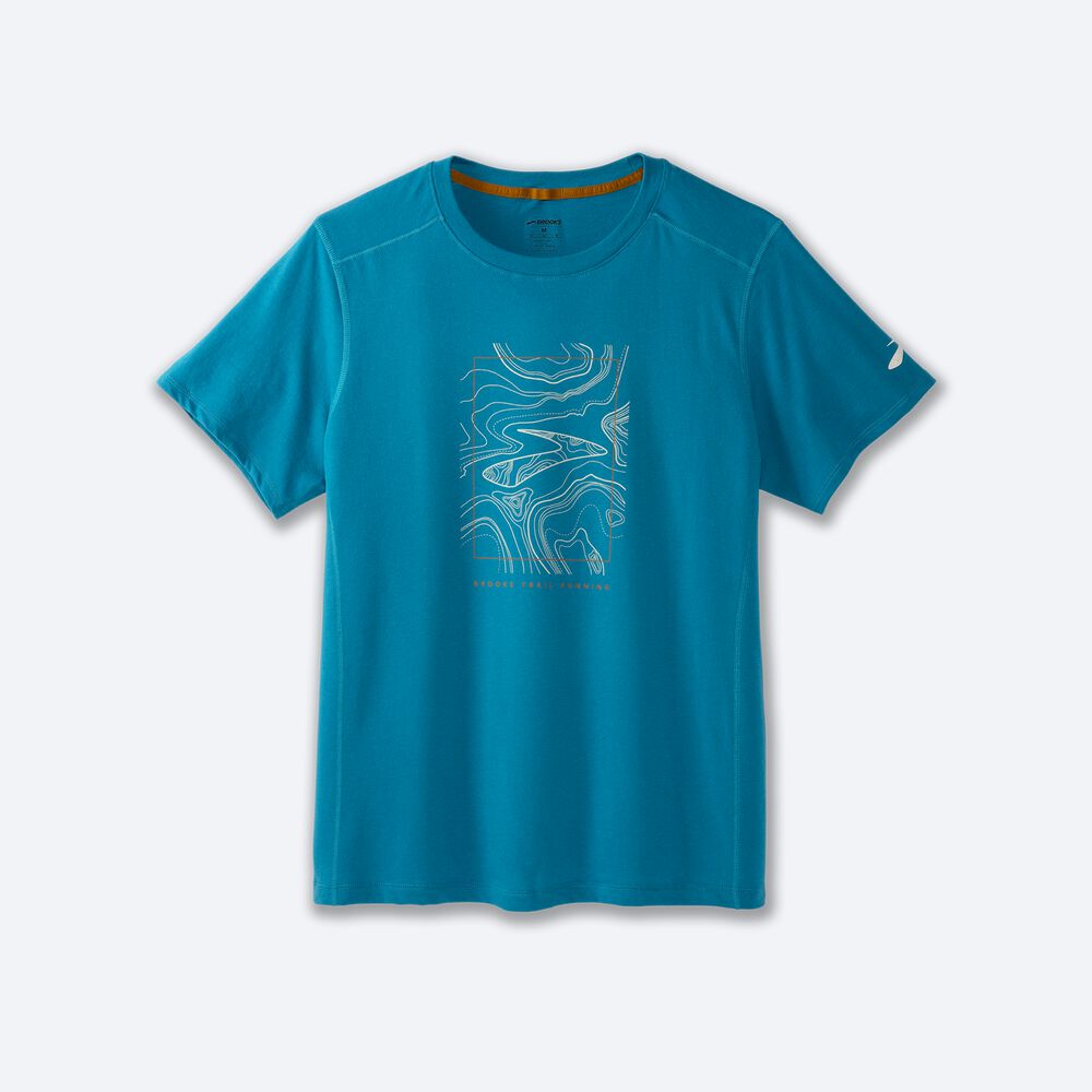 Camiseta Brooks Distance Short Sleeve 2.0 Hombre Azules | Ecuador-24391