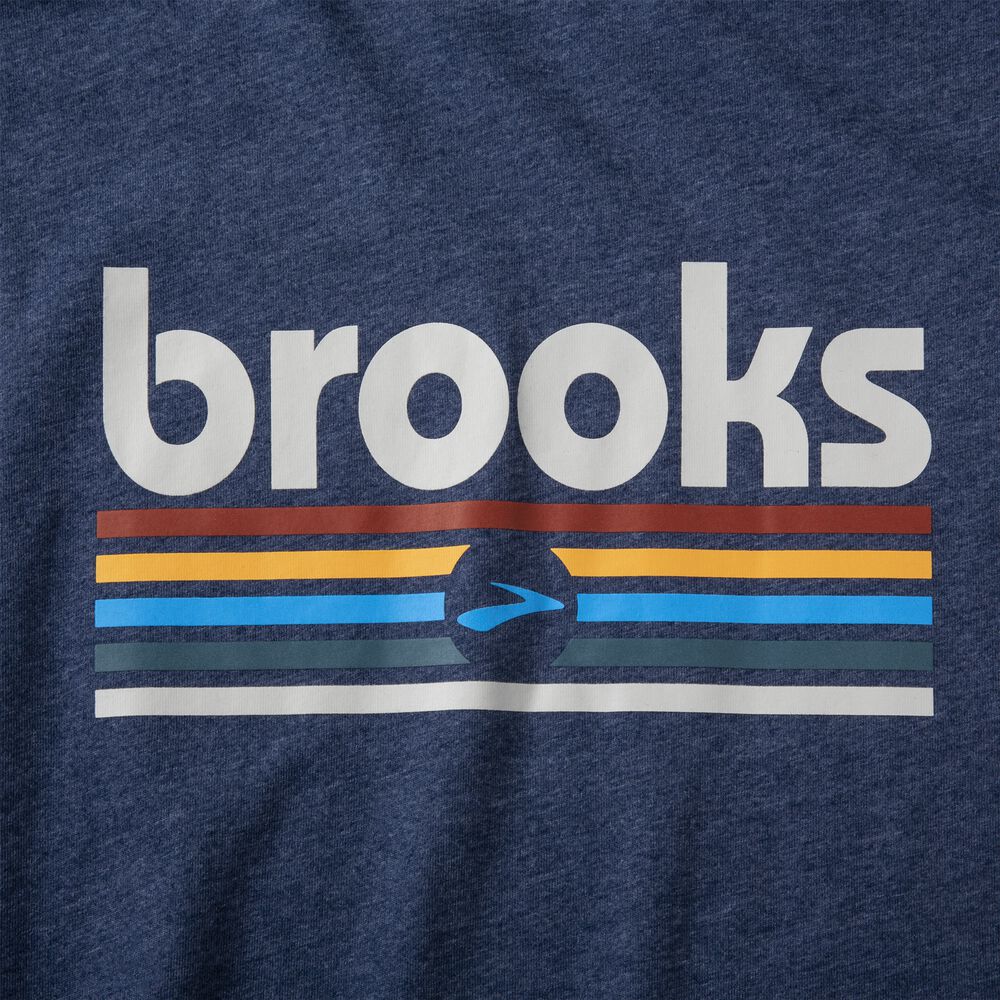 Camiseta Brooks Distance Short Sleeve 2.0 Hombre Azul Marino/Rayadas | Ecuador-37465