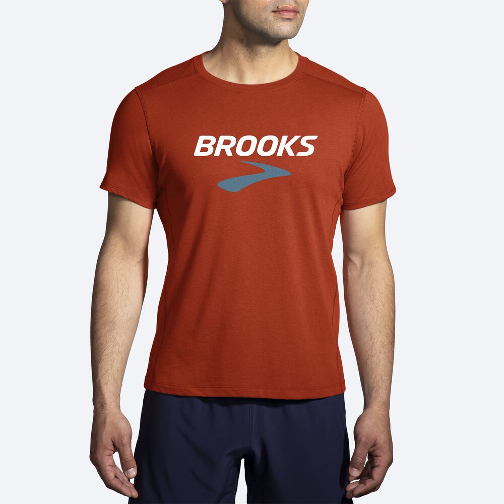 Camiseta Brooks Distance Short Sleeve 2.0 Hombre Rojas | Ecuador-56208