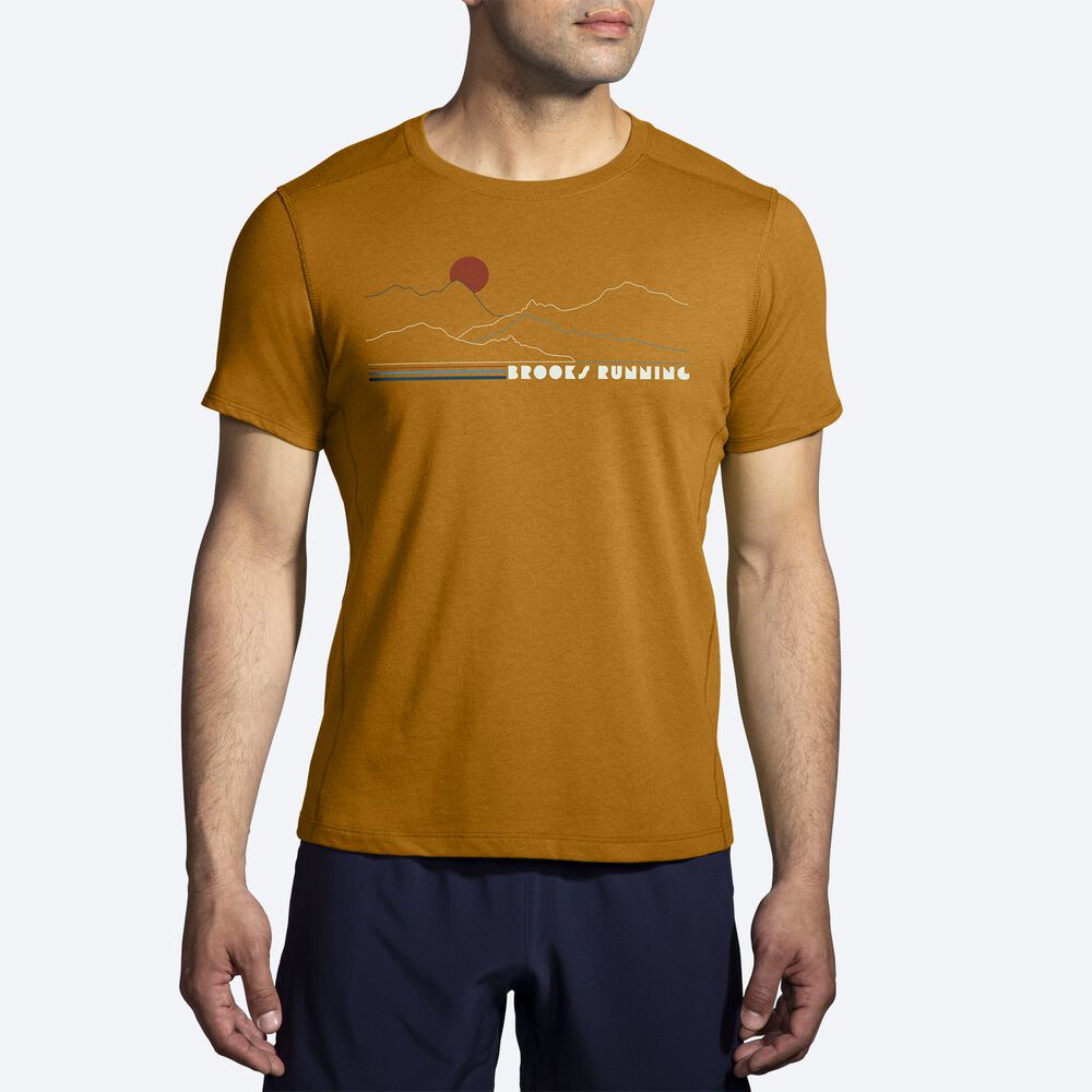 Camiseta Brooks Distance Short Sleeve 2.0 Hombre Amarillo | Ecuador-62495