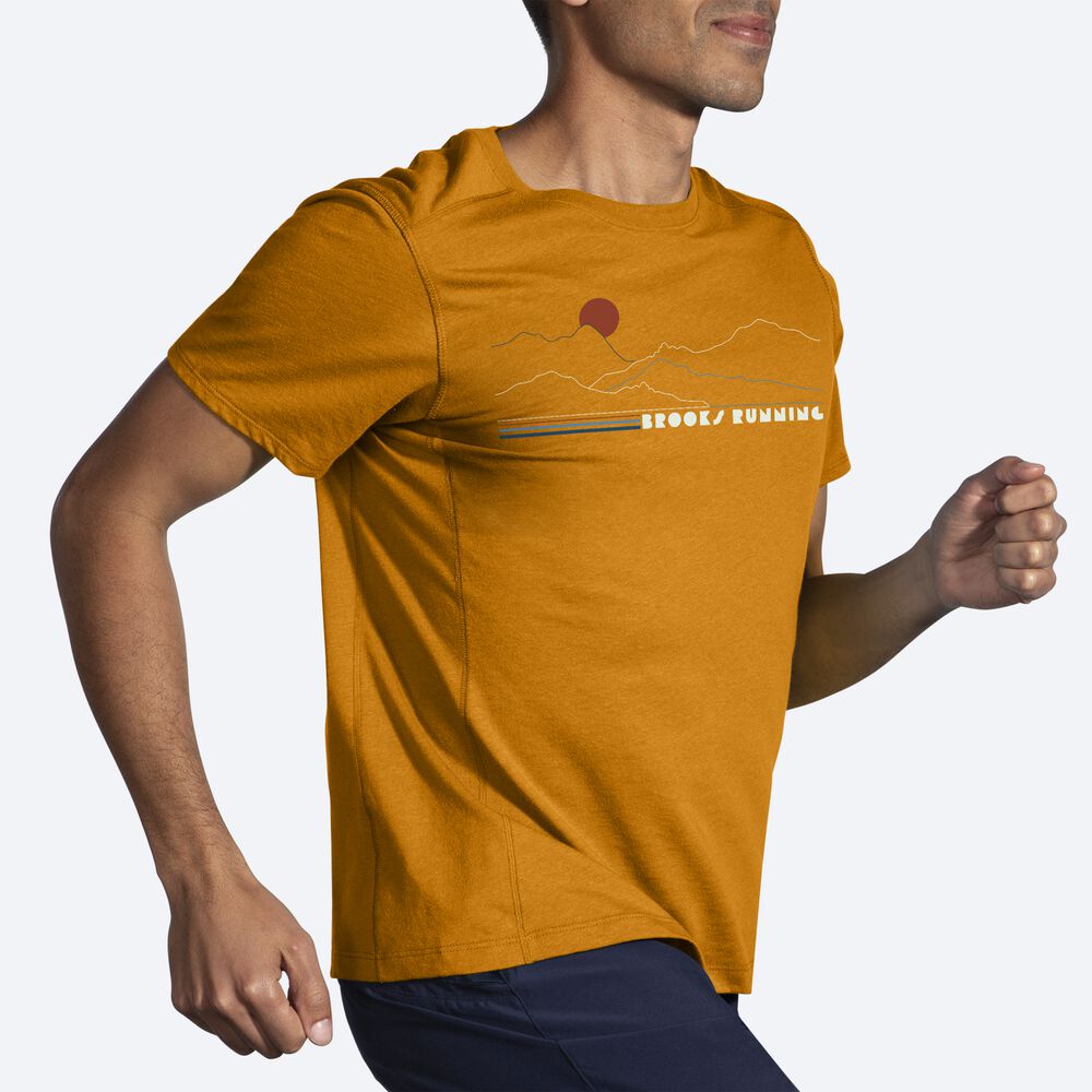 Camiseta Brooks Distance Short Sleeve 2.0 Hombre Amarillo | Ecuador-62495