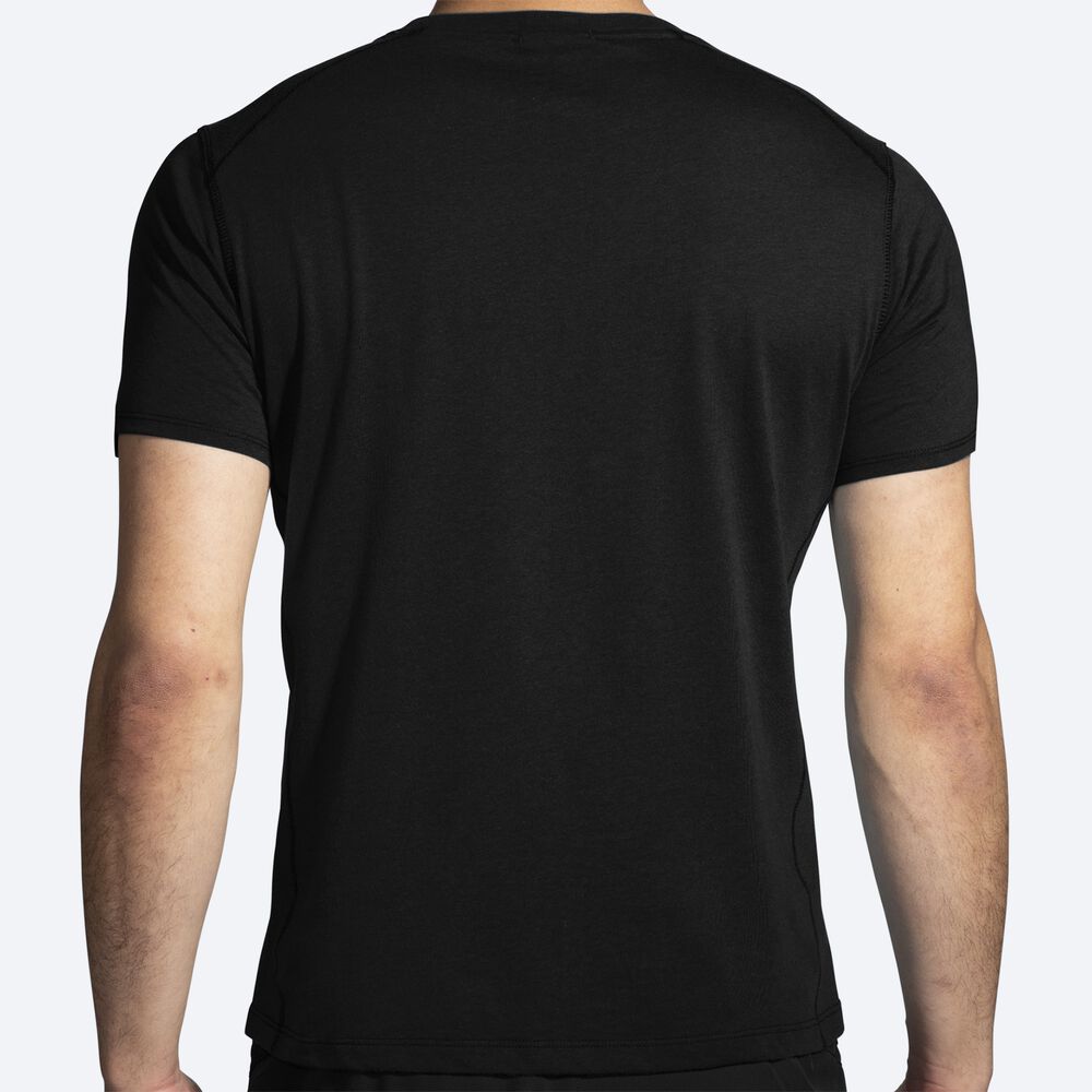 Camiseta Brooks Distance Short Sleeve 2.0 Hombre Negras/Rayadas | Ecuador-92186