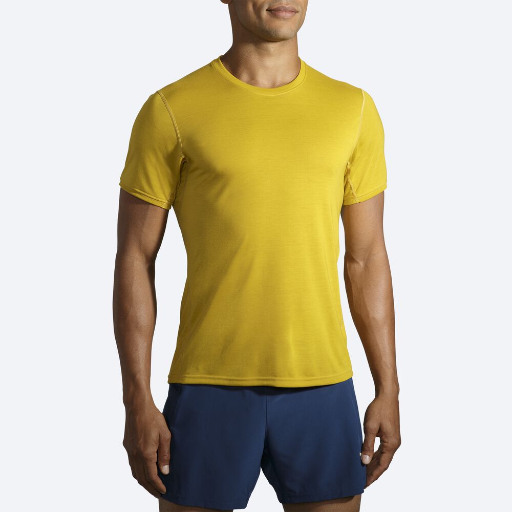 Camiseta Brooks Distance Short Sleeve Hombre Doradas | Ecuador-05419