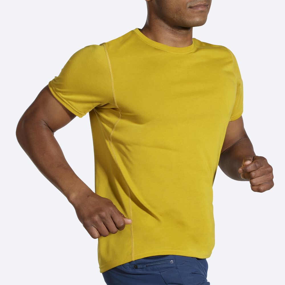 Camiseta Brooks Distance Short Sleeve Hombre Doradas | Ecuador-05419