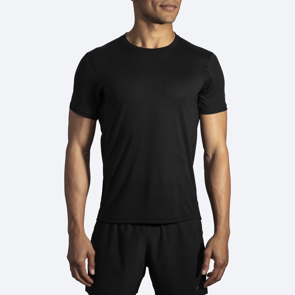 Camiseta Brooks Distance Short Sleeve Hombre Negras | Ecuador-09275