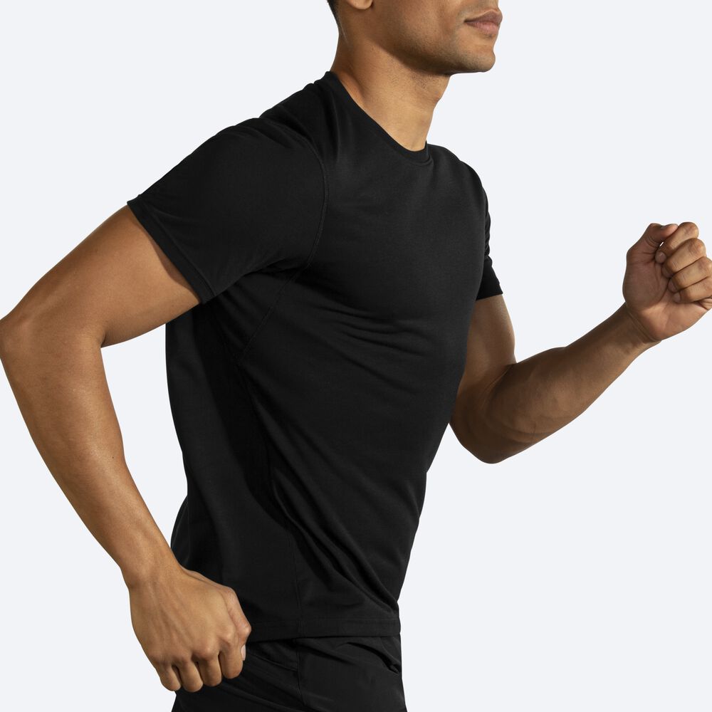 Camiseta Brooks Distance Short Sleeve Hombre Negras | Ecuador-09275