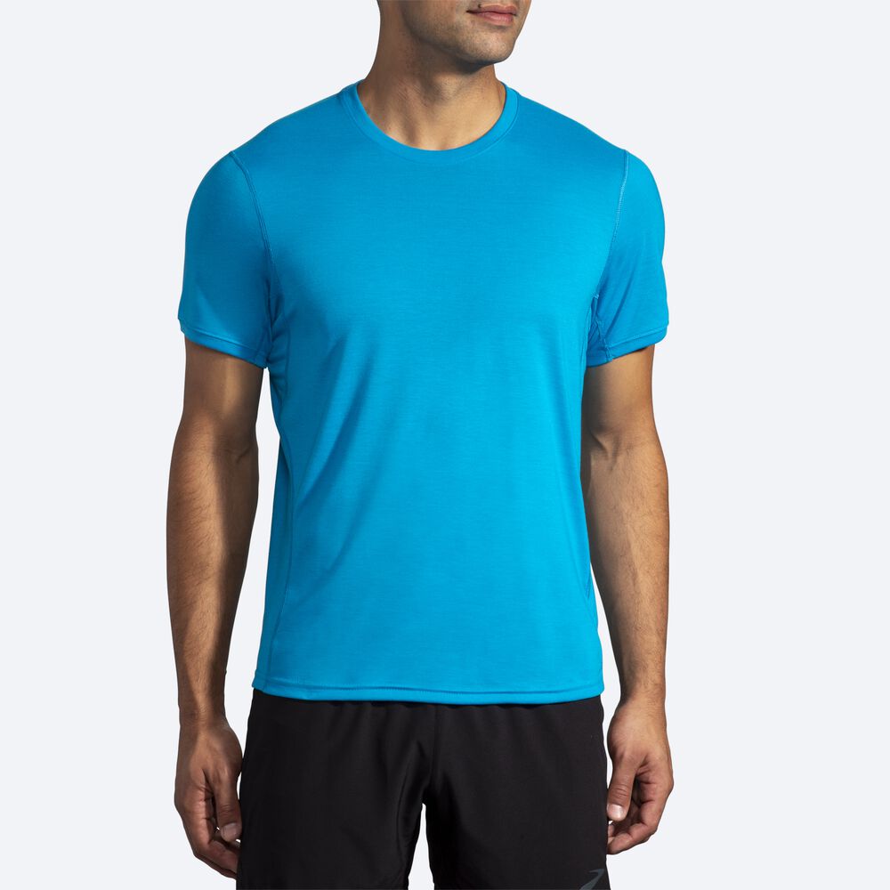 Camiseta Brooks Distance Short Sleeve Hombre Azules | Ecuador-38509