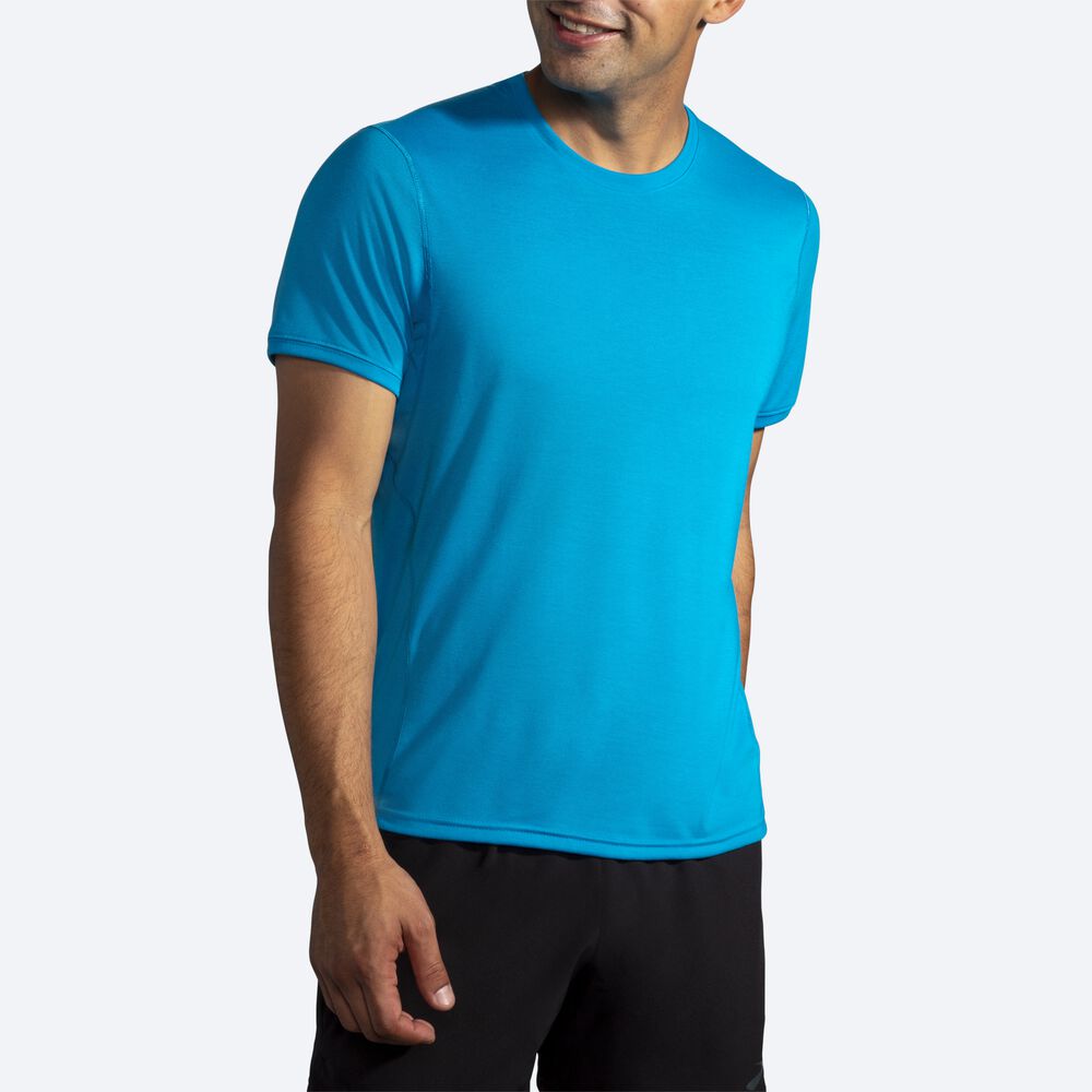 Camiseta Brooks Distance Short Sleeve Hombre Azules | Ecuador-38509