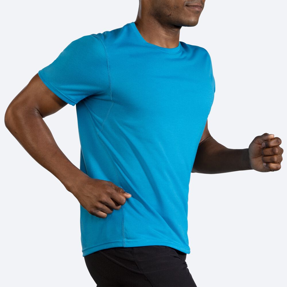 Camiseta Brooks Distance Short Sleeve Hombre Azules | Ecuador-38509