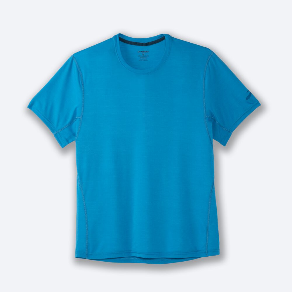 Camiseta Brooks Distance Short Sleeve Hombre Azules | Ecuador-38509